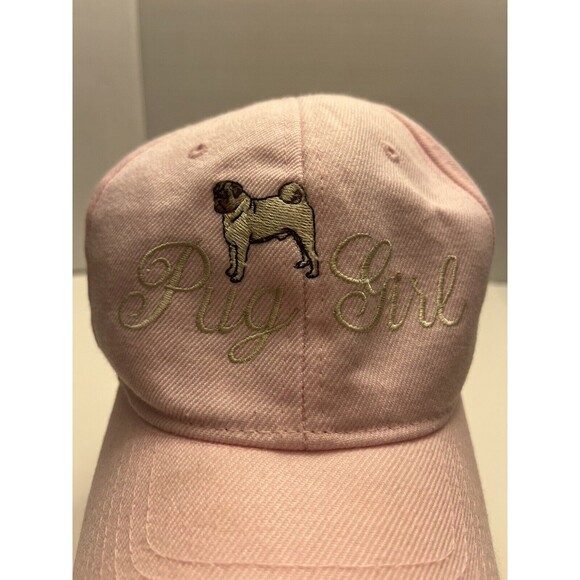 Embroidered Pink Pug Girl Baseball Hat Adjustable Adult‎ One Size - Picture 1 of 7